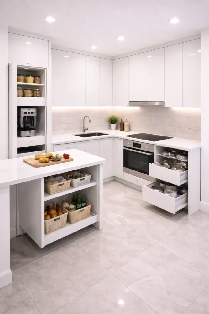 Smart Hidden Appliance Kitchen for Clean Look Idea
