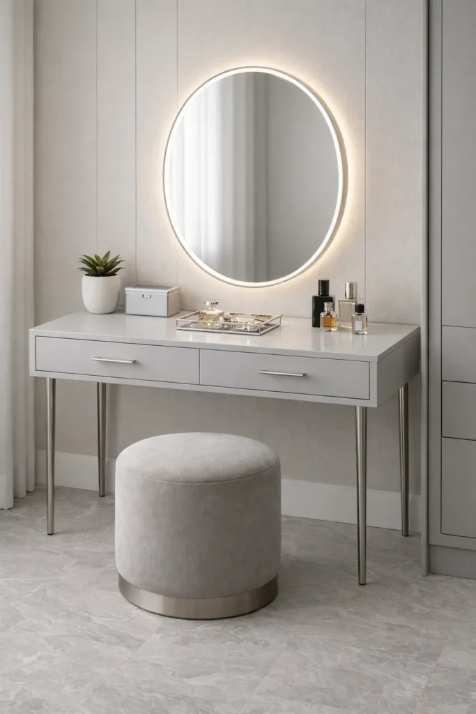 Soft Grey Elegant Dressing Table Idea