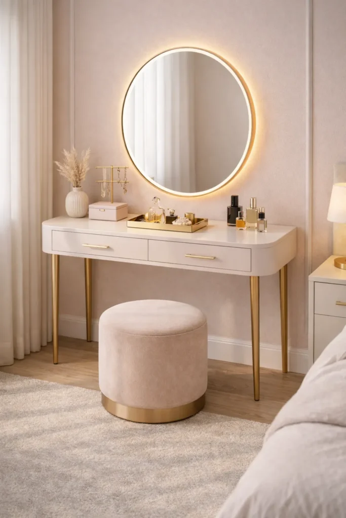 Soft Pastel Elegant Dressing Table Idea
