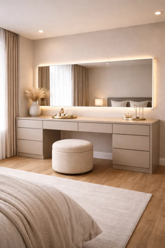Statement Modern Vanity with Large Mirror Wall Idea