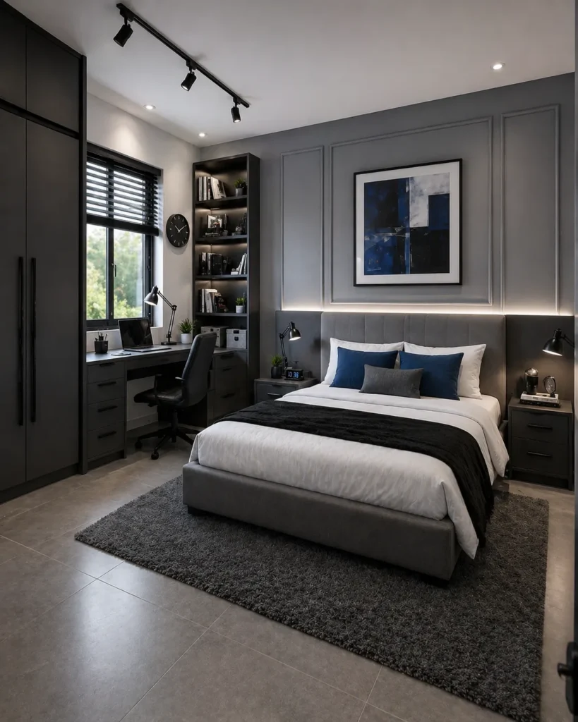 Steel Grey Teen Bedroom Idea