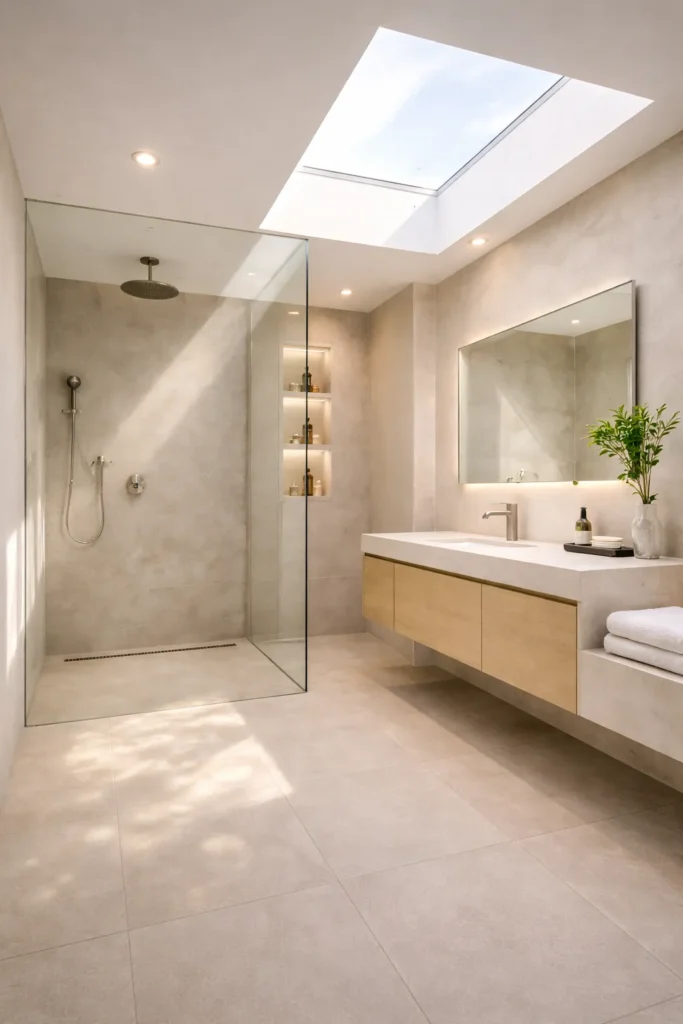 Sunlit Skylight Bathroom Idea