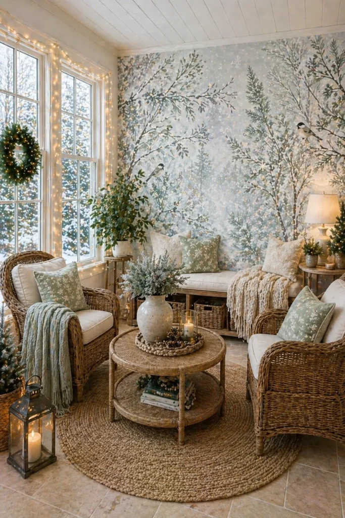 Sunroom Frosted Window Wonderland Wall Idea
