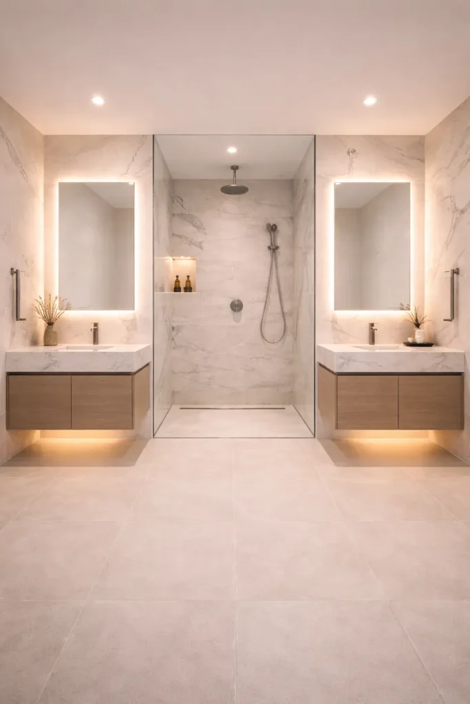 Symmetrical Luxury Layout Bathroom Idea