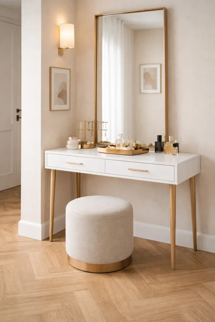 Tall Mirror Elegant Dressing Table Idea