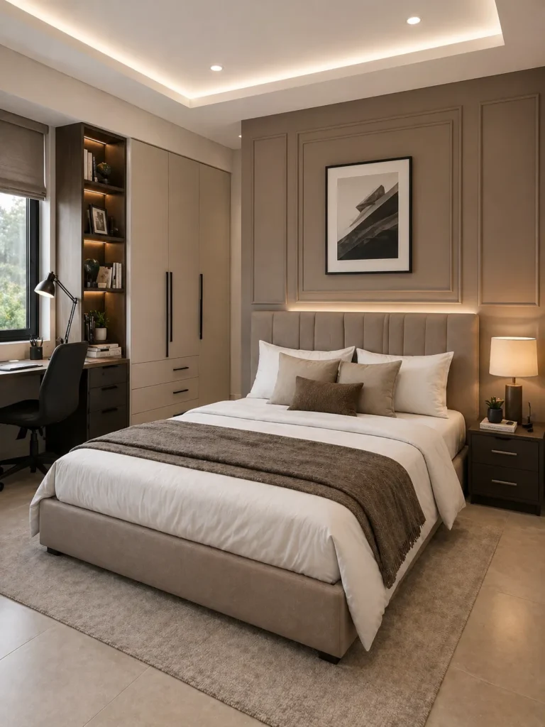 Taupe Smart Bedroom Idea