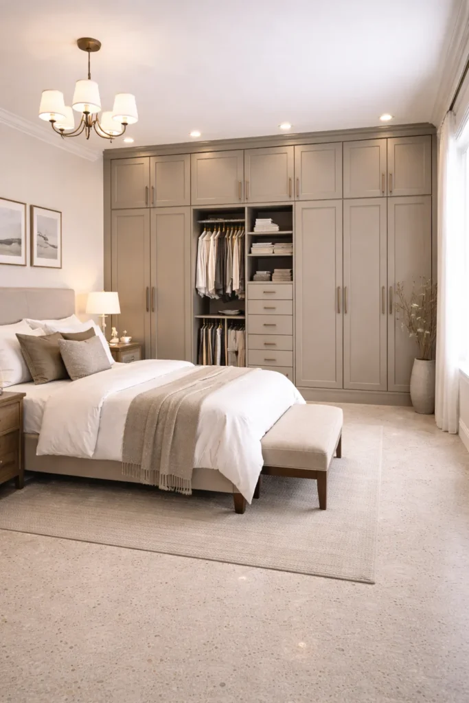 Taupe Wardrobe with Elegant Panel Detailing Idea