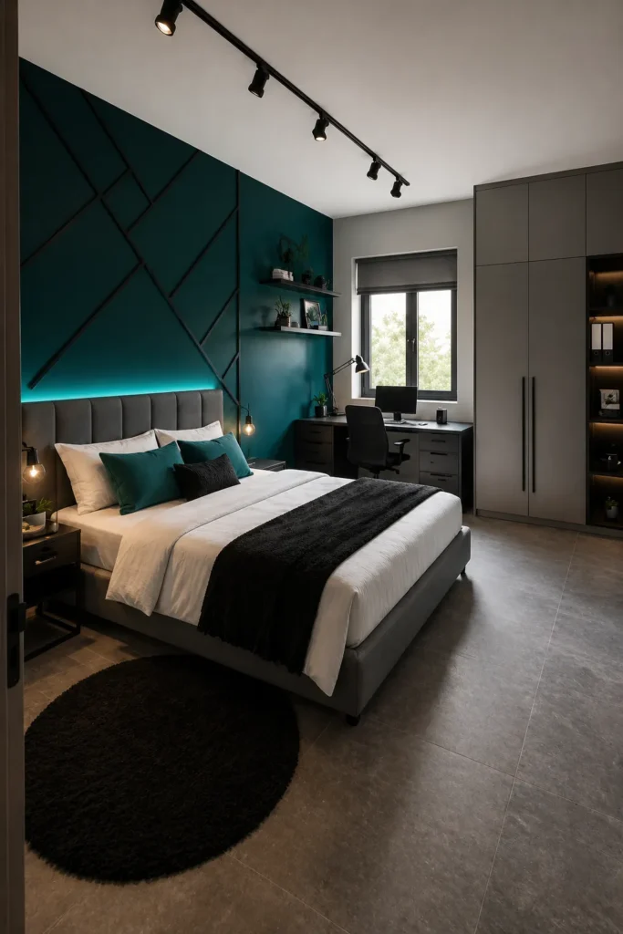 Teal Accent Bedroom Idea