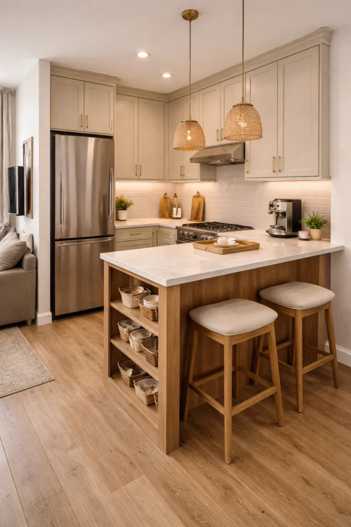 Tiny Kitchen with Breakfast Bar Extension Idea