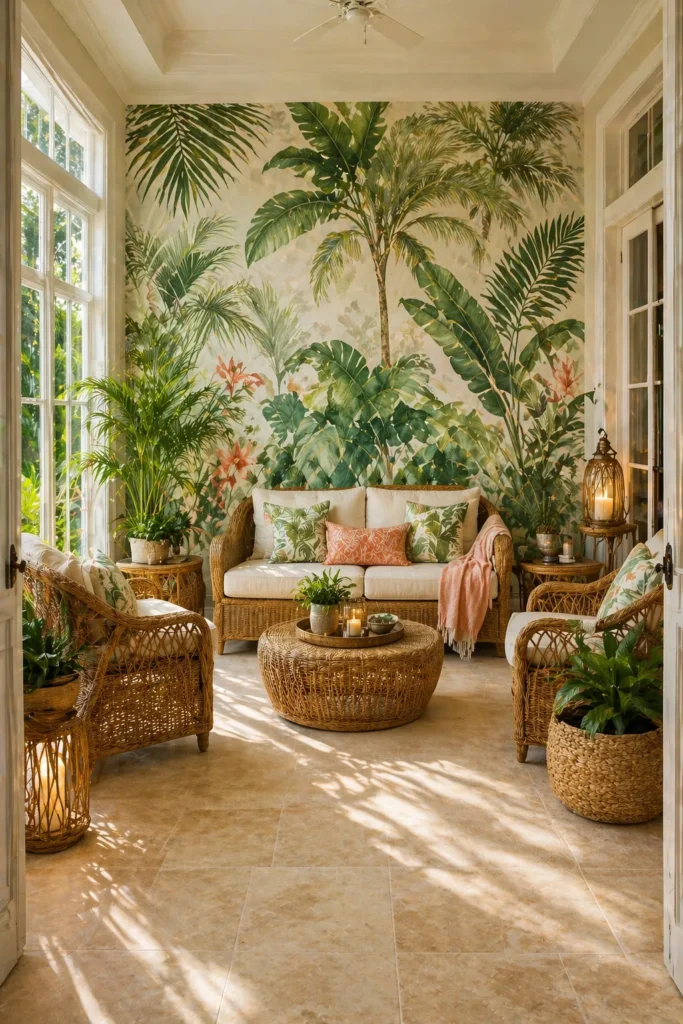 Tropical Palm Sunroom Paradise Wall Idea