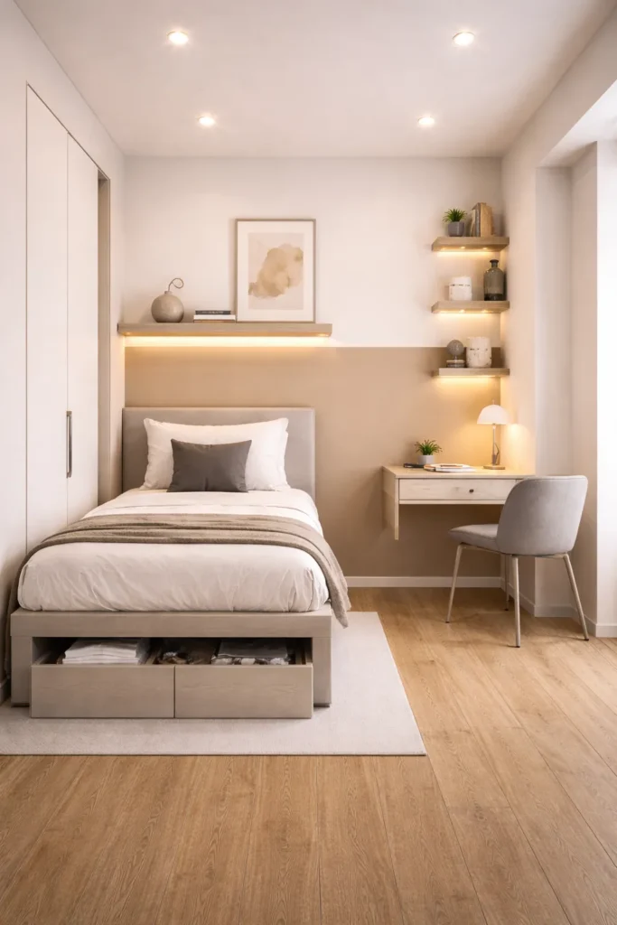 Two-Tone Wall Box Room Bedroom Idea