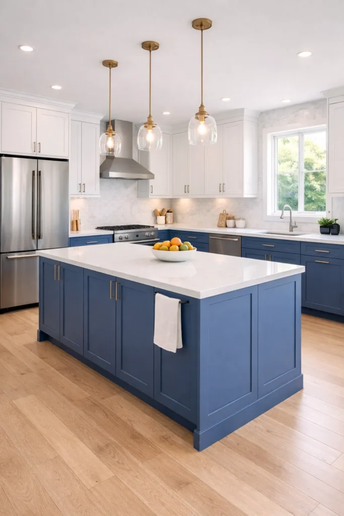 Two-Tone Blue and White Kitchen Idea