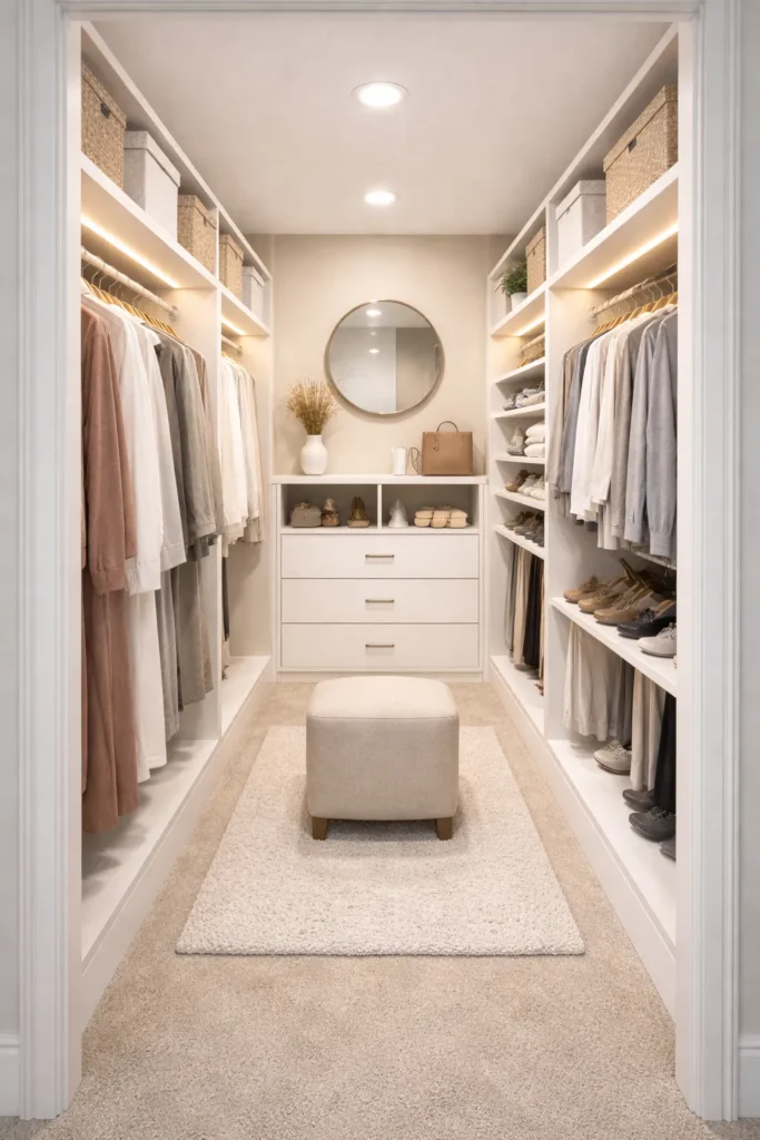 U-Shape Compact Walk-In Closet Idea