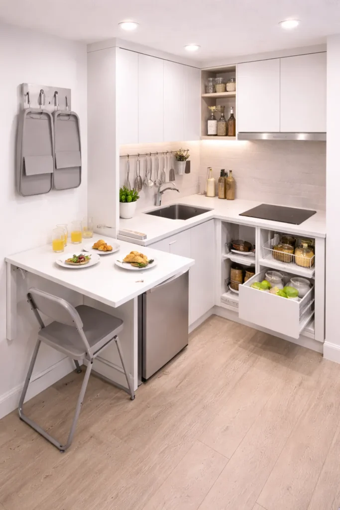 Ultra-Compact Micro Kitchen with Foldable Features Idea