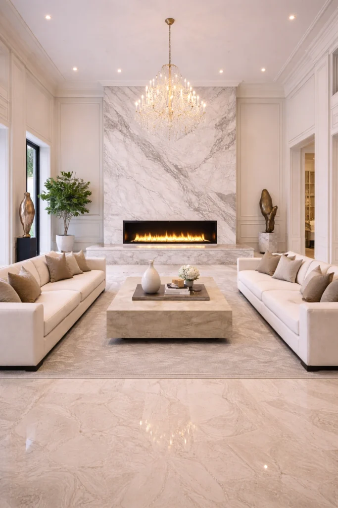 Ultra-Luxury Grand Statement Fireplace Idea