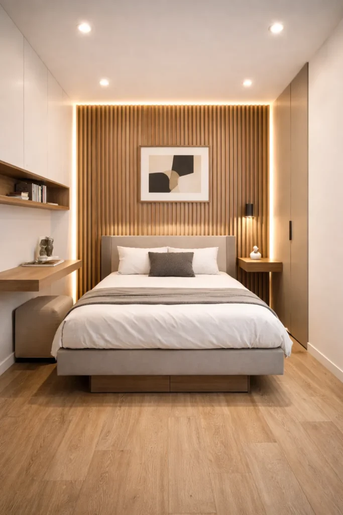 Vertical Wood Slat Box Room Bedroom Idea