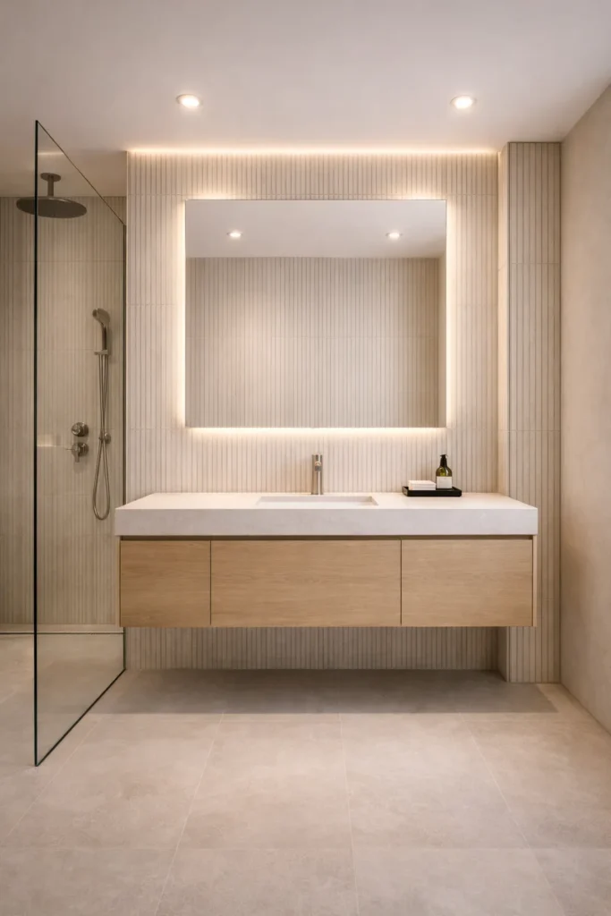 Vertical Tile Accent Statement Bathroom Idea