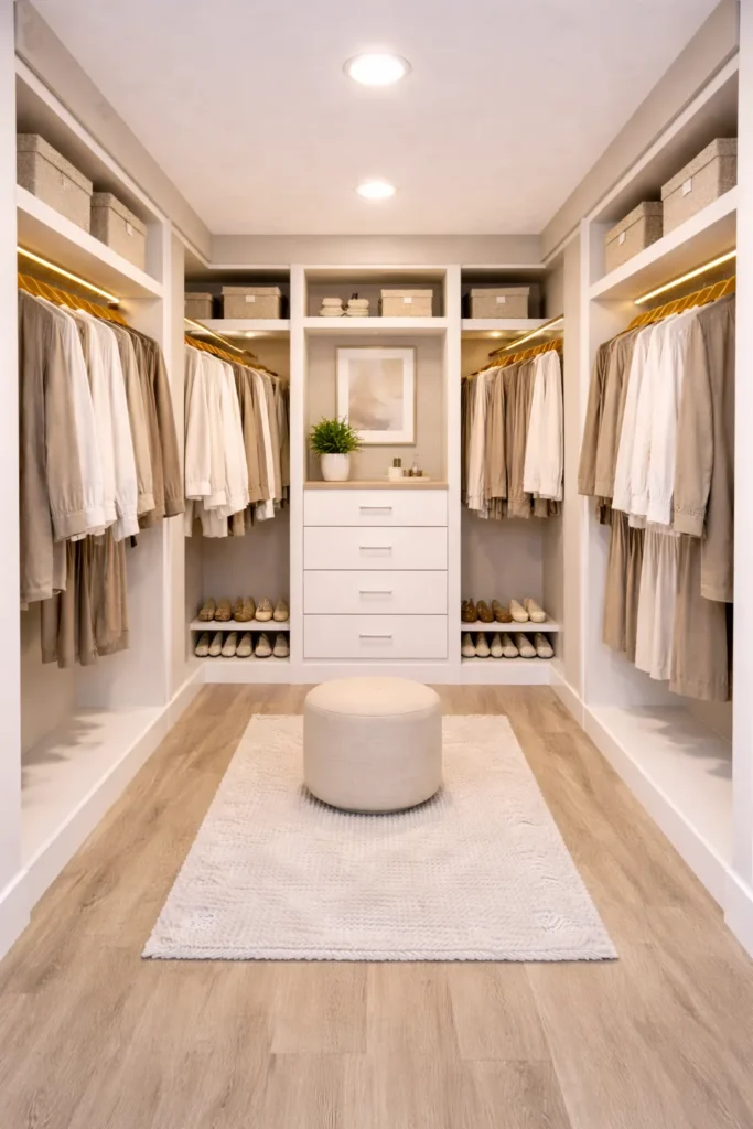 Walk-In Closet With Clean Symmetrical Layout Idea