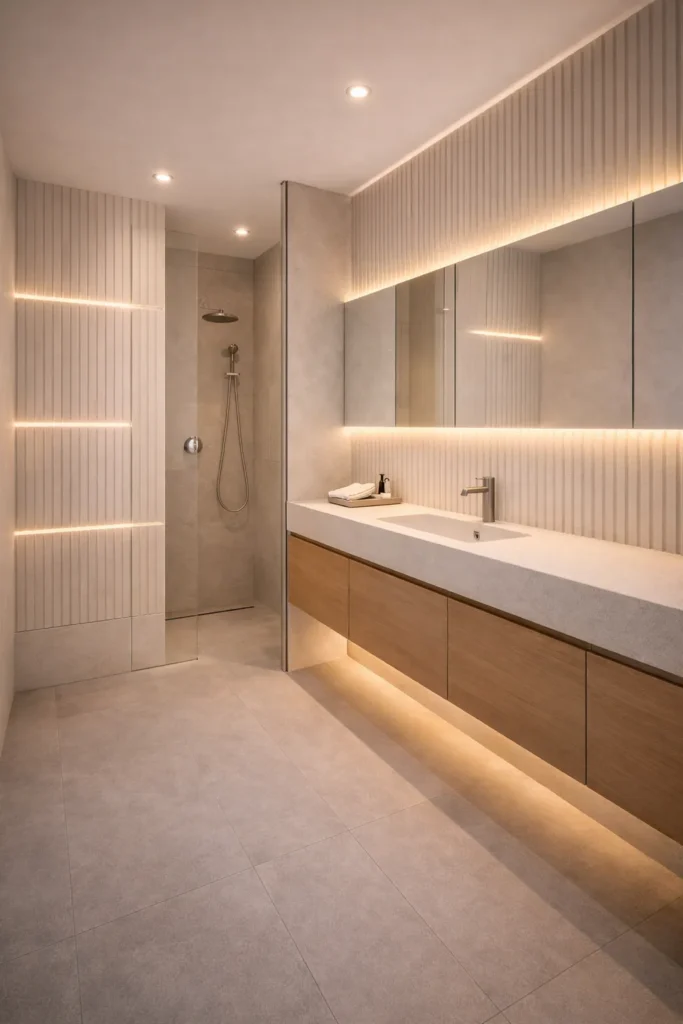 Wall Groove Lighting Bathroom Idea