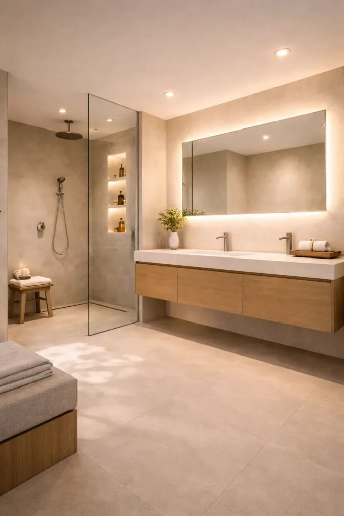Warm Neutral Spa Bathroom Idea