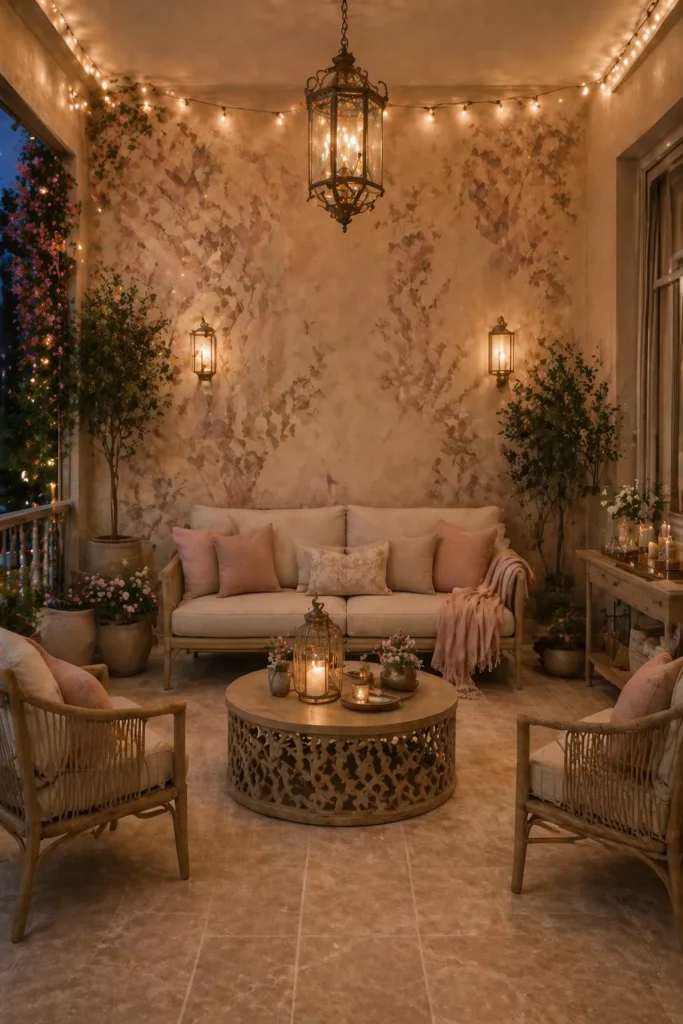 Warm Beige Romantic Terrace Indoor Wall Idea