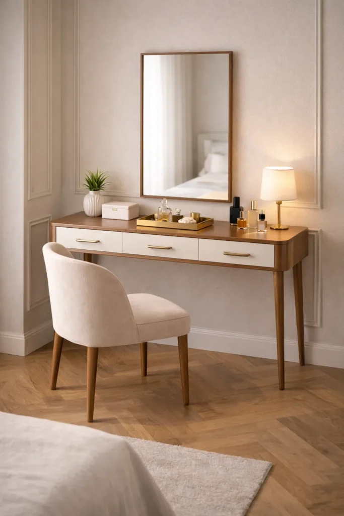 Warm Wood Elegant Dressing Table Idea