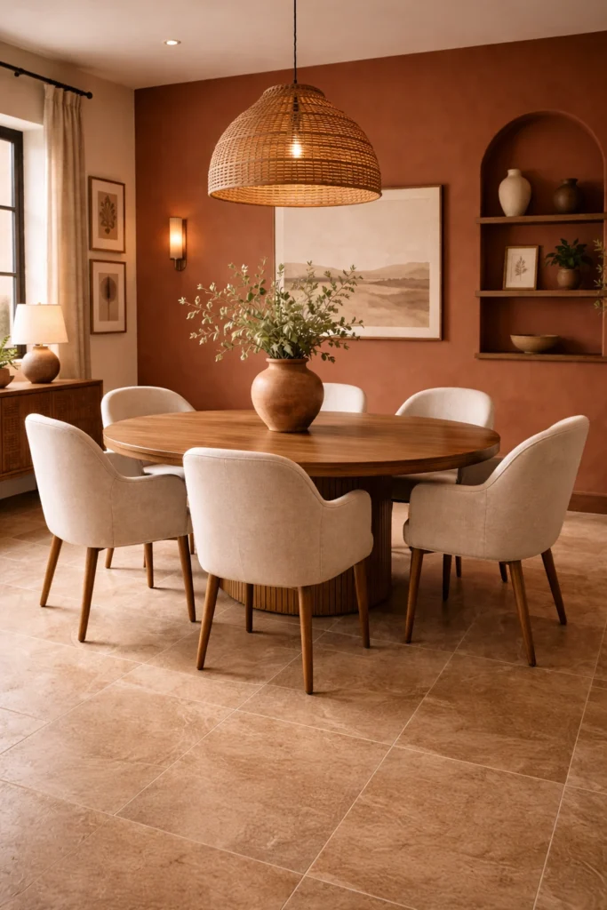 Warm Terracotta Dining Room with Natural Feel Idea
