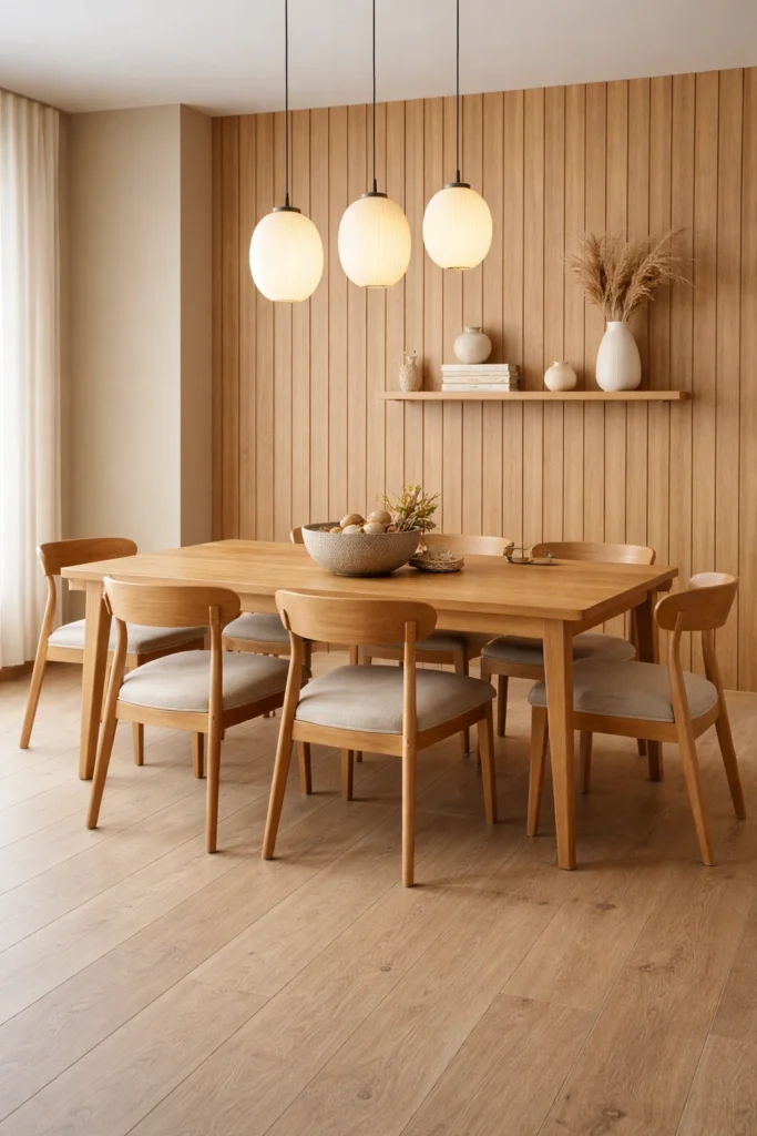 Warm Wooden Dining Room with Natural Texture Idea