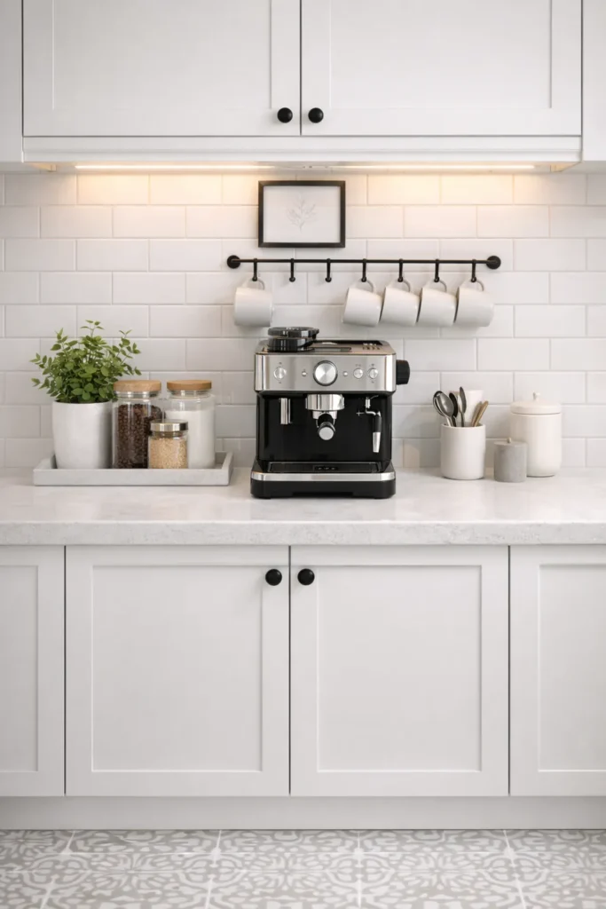White Subway Tile Coffee Bar Idea