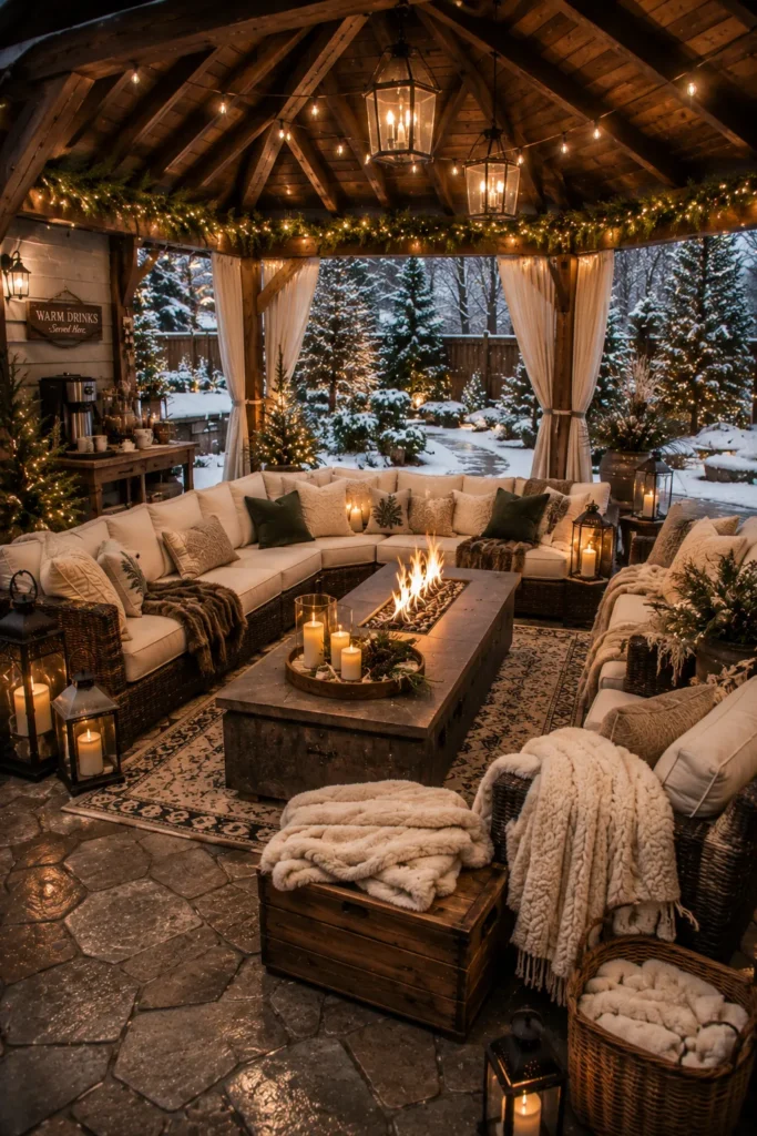 Backyard Pavilion Winter Seating Idea