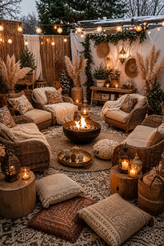Boho Winter Patio Seating Idea