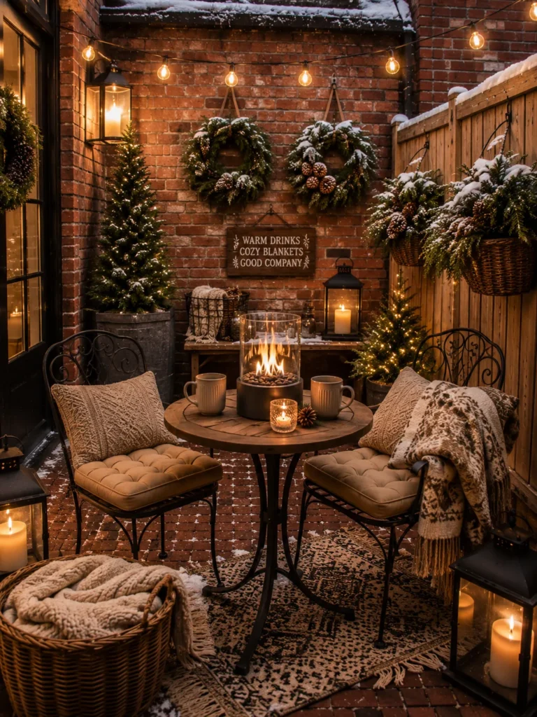Brick Patio Bistro Winter Seating Idea