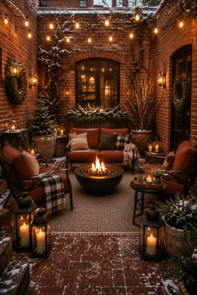 Brick Courtyard Winter Seating Idea