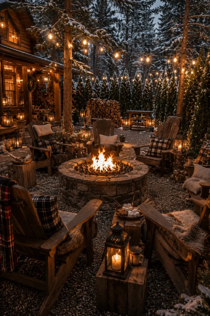 Cabin-Inspired Backyard Seating Idea
