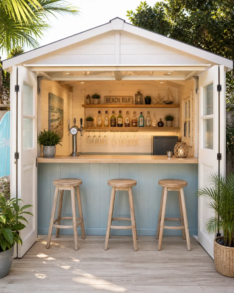 Coastal Beach-Style Shed Pub Idea
