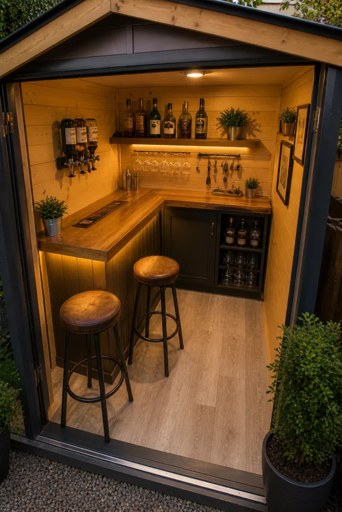 Compact Corner Shed Pub Idea