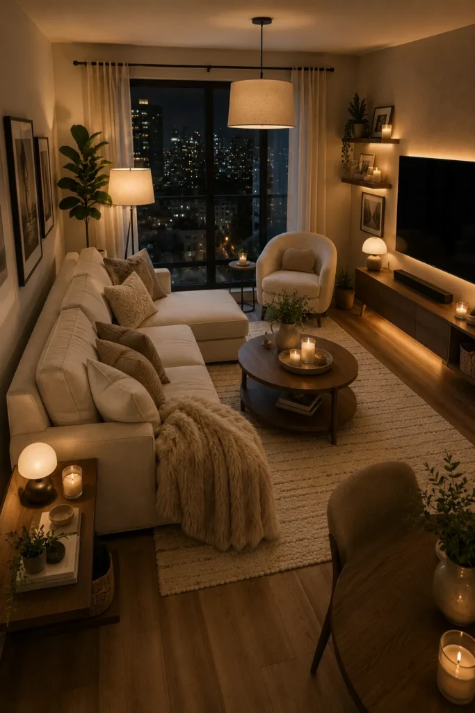 Compact Cozy Apartment Living Room Idea