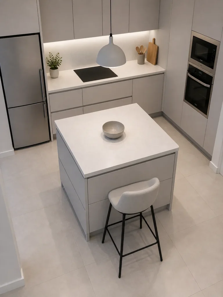 Compact Square Island for Small Layouts Idea