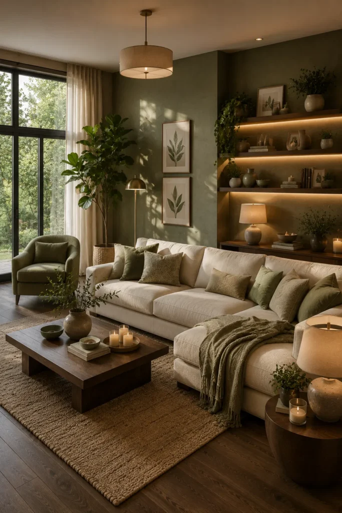 Contemporary Earthy Green Living Room Idea