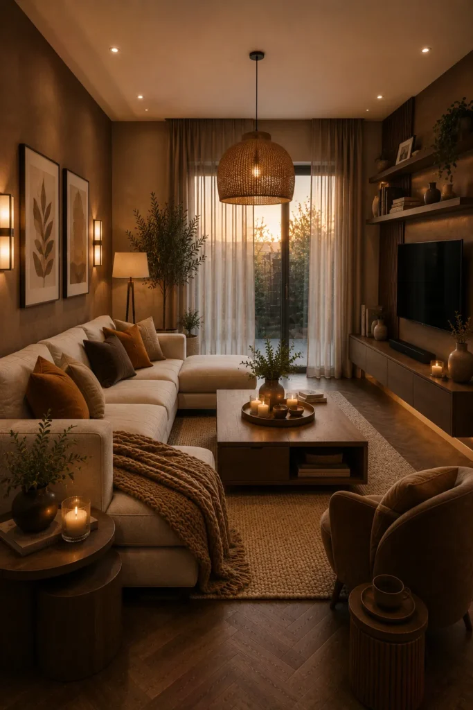 Cozy Coffee-Tone Living Room Design Idea