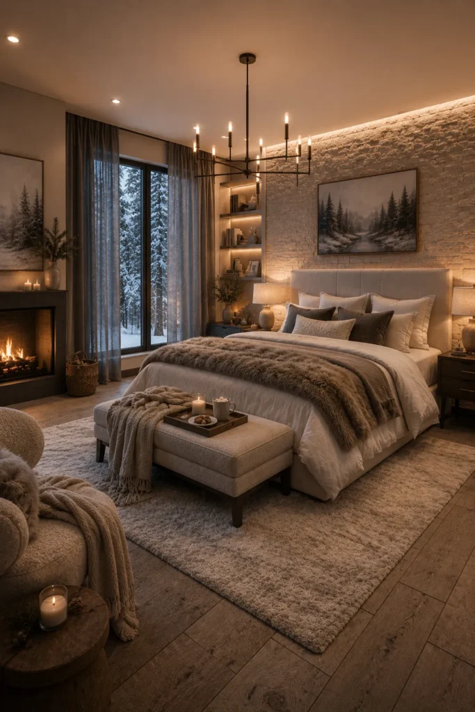Cozy Winter-Inspired Bedroom Idea