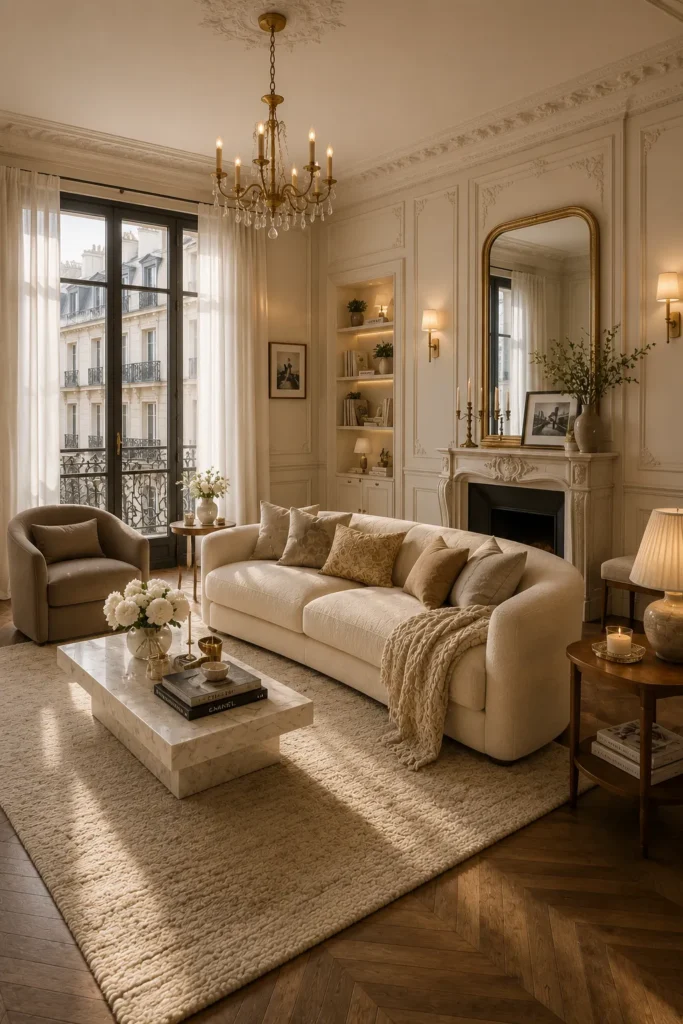 Cozy Parisian Inspired Living Room Idea