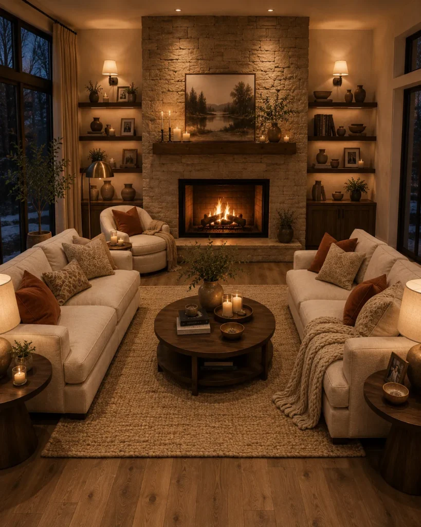 Cozy Fireplace Conversation Living Room Idea