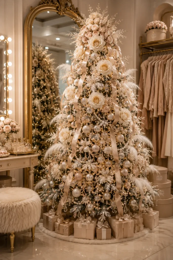 Cream Rose Boutique Style Christmas Tree Idea