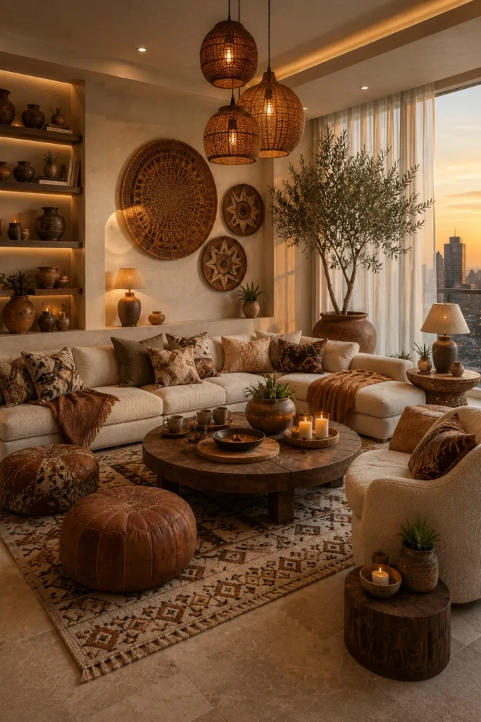 Cream & Cinnamon Afrohemian Living Room Idea
