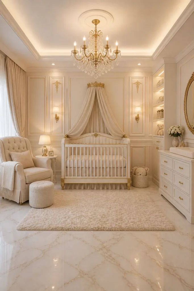 Cream & Champagne Luxe Nursery Idea