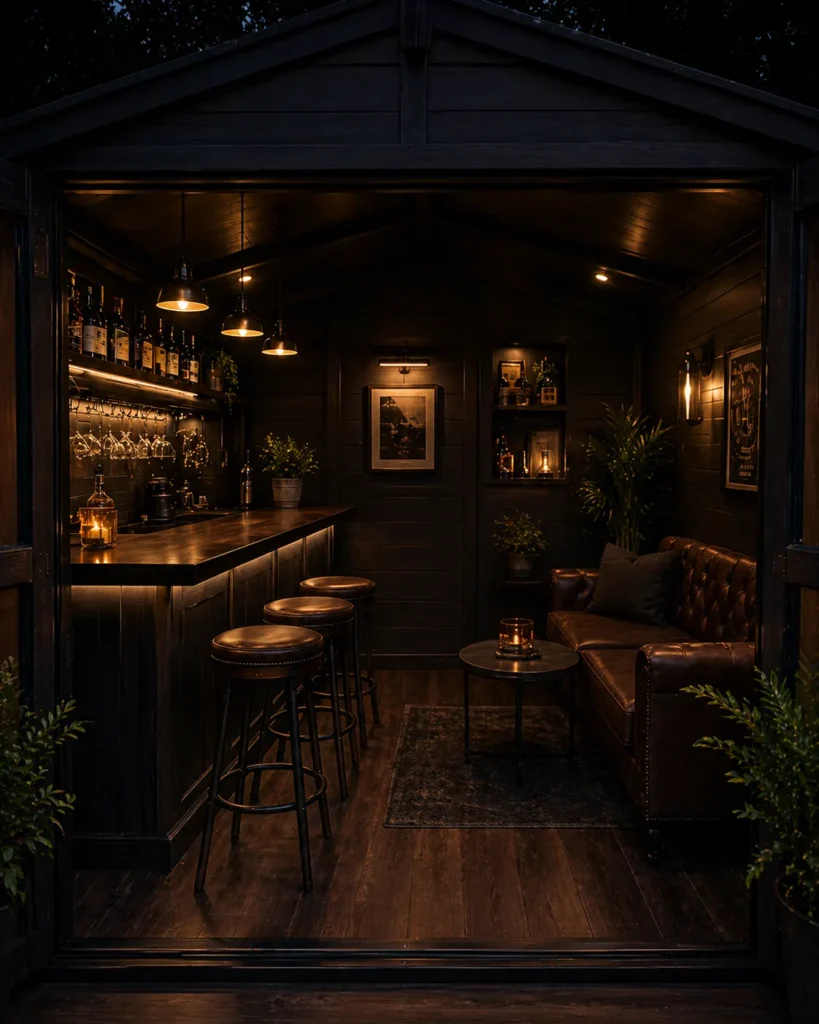 Dark Moody Lounge Shed Pub Idea