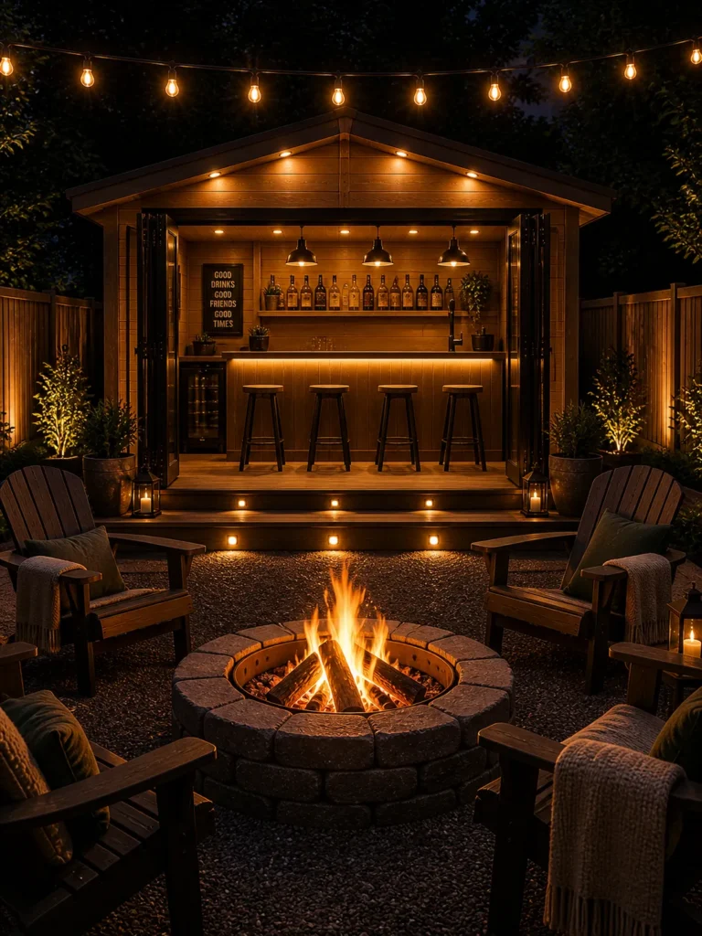 Fire Pit Adjacent Shed Pub Idea