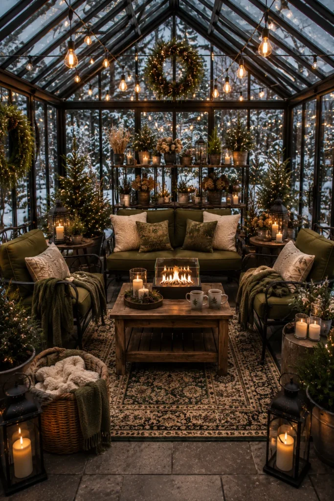 Garden Greenhouse Winter Seating Idea