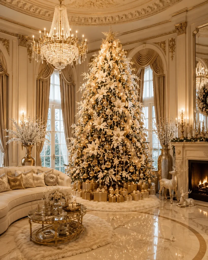 Gold & Ivory Formal Lounge Christmas Tree Idea